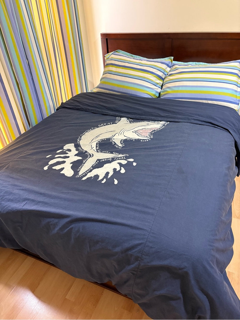 Pottery barn kids Navy Shark Graphic Duvet Cover - Home Bedding